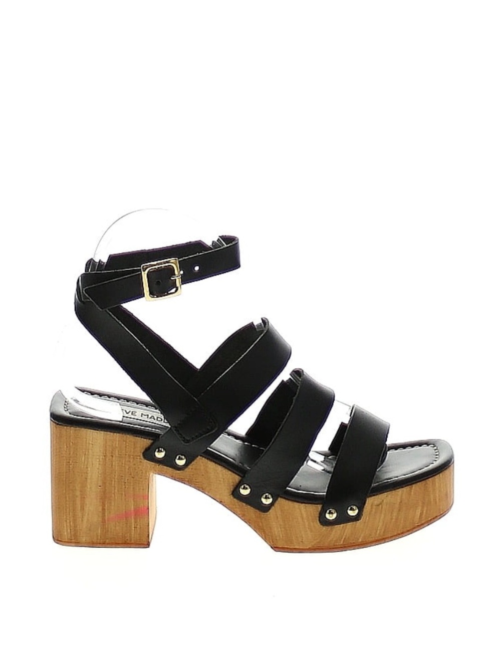 Steve Madden Black Strappy Wooden Block Heels